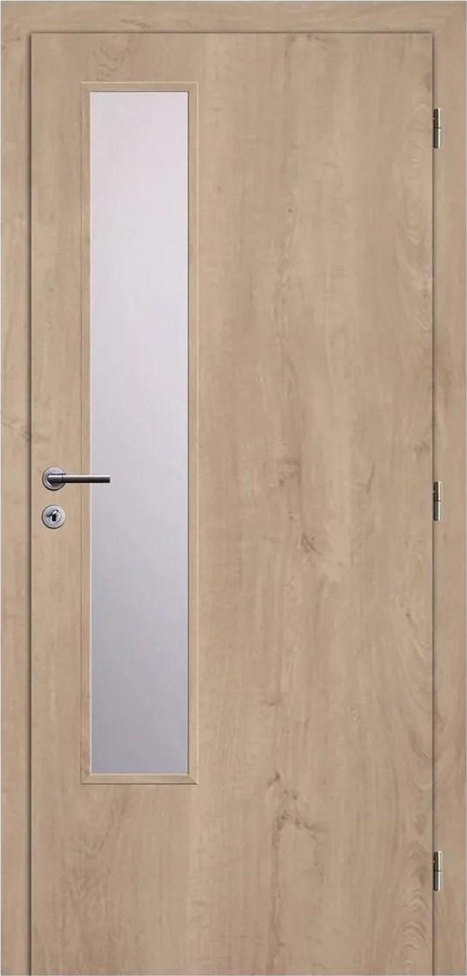 Solodoor Interiérové dveře L2 sklo, 80 P, 850 × 1985 mm, fólie, pravé, dub Western, prosklené