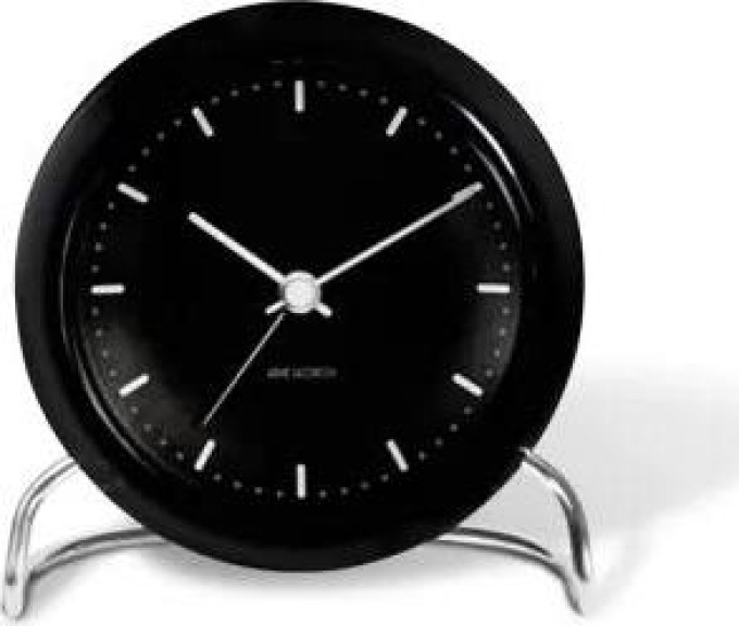 Stolní hodiny s budíkem City Hall Black 11 cm Arne Jacobsen Clocks