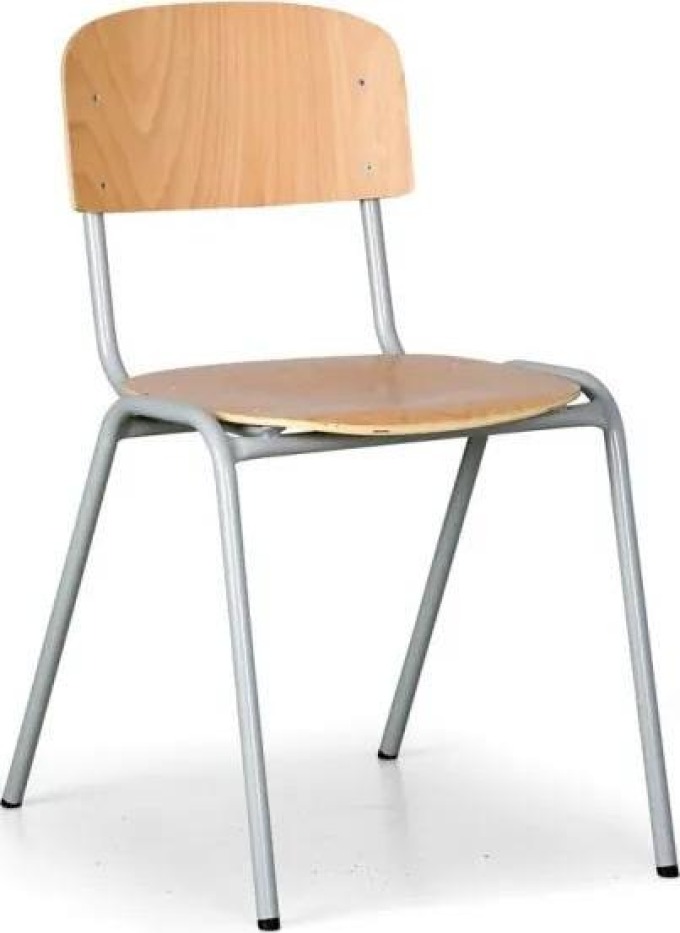 Dřevěná židle s šedou lakovanou konstrukcí