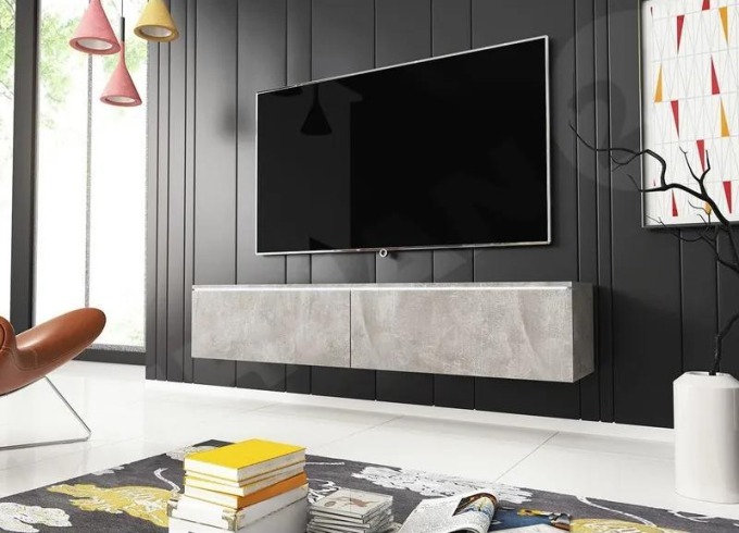 TV stolek Dlone 140, Barva: beton, Osvětlení: osvětlení LED - bílé