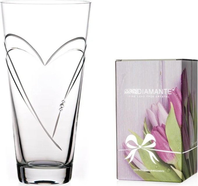 Diamante skleněná váza Hearts s krystaly Swarovski 25 cm