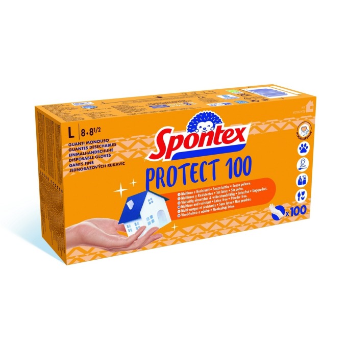 Spontex Protect jednorázové vinylové rukavice vel. L, 100 ks