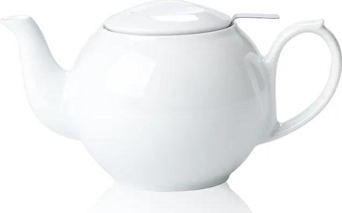 Porcelánová konvička na čaj s nerezovým sítkem a objemem 600 ml