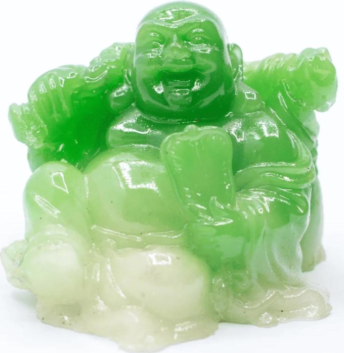 Milujeme Kameny Smějící se Buddha hojnosti - soška Feng shui - zelená Z3