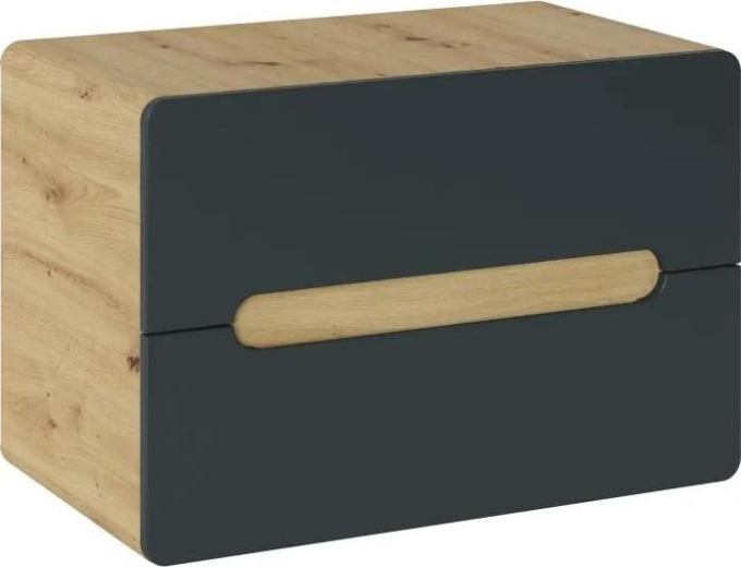 Závěsná skříňka pod umyvadlo - ARUBA 829 cosmos, šířka 80 cm, dub craft/matná černá: Moderní závěsná skříňka pod umyvadlo s laminovanou dřevotřískou a matnou černou deskou MDF
