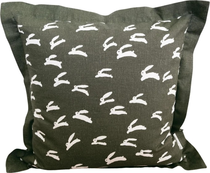 Fine Little Day Povlak na polštář Rabbit Green 48 x 48 cm, zelená barva, textil