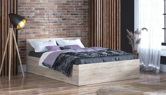 Postel s matrací, roštem a úložným prostorem -DUB SONOMA- šíře 120cm - Kvalitní postel s praktickým úložným prostorem a matrací, vhodná pro šířku 120cm