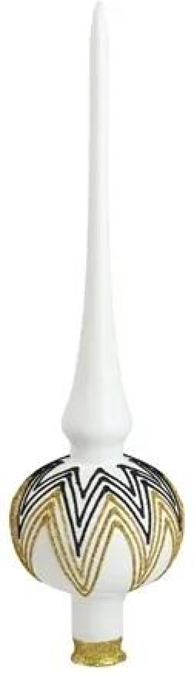 Vánoční špice bílá černozlatý dekor