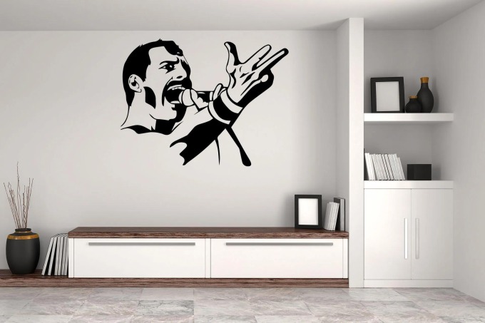 Lepy.cz Samolepka na zeď Freddie Mercury Velikost (šířka x výška): 52x40cm, Barevná varianta: Černá