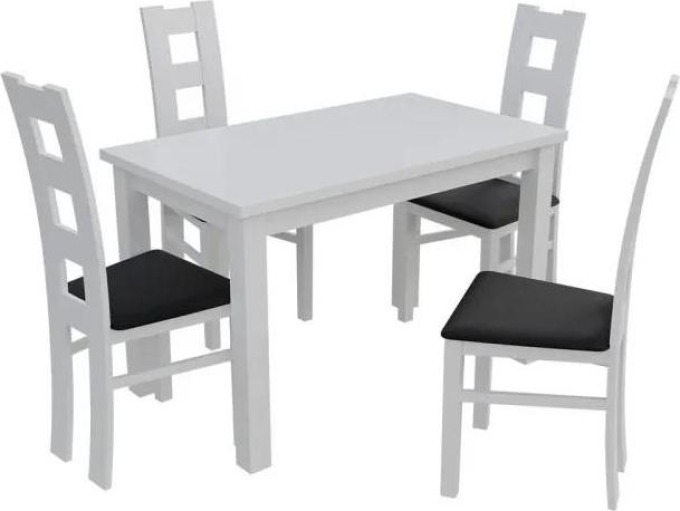 Jídelní set pro 4 osoby - RK011, Barva dřeva: bílá, Potah: ekokůže Soft 011