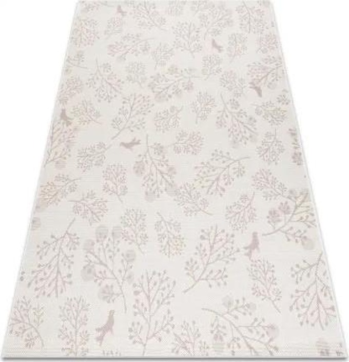 koberec FLAT 48774/526 Listy Ptáci KRÉM růžový velikost 160x230 cm | krásné koberce cz