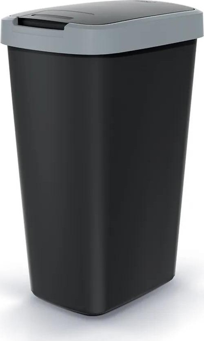 Odpadkový koš s barevným víkem, 45 l, šedá / černá