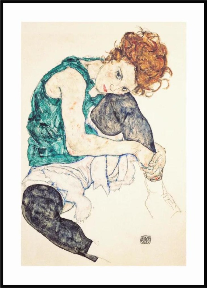 Plakát Egon Schiele - Sedící žena s pokrčenými koleny Rozměr plakátu: 40 x 50 cm
