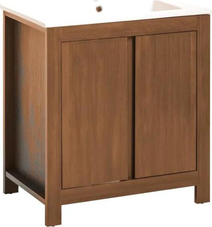 Stojatá skříňka s umyvadlem v dubovém dekoru, šířka 80 cm, součástí skupiny koupelnového nábytku CLASSIC
