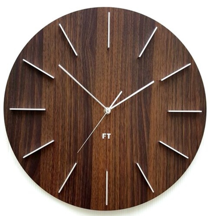 Future Time FT2010WE Round dark natural brown Designové nástěnné hodiny, pr. 40 cm