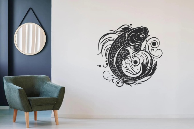 Lepy.cz Samolepka na zeď Kapr Koi Velikost (šířka x výška): 55x55cm, Barevná varianta: Krémová