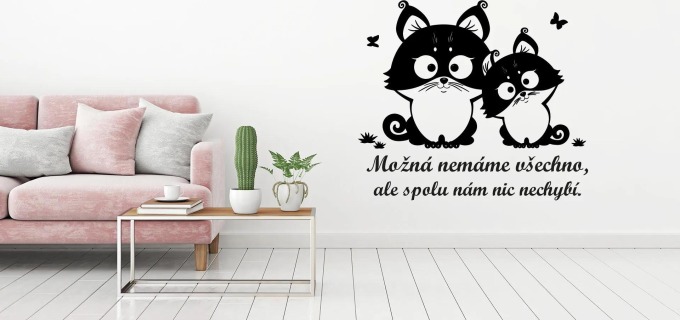 Lepy.cz Samolepka na zeď Spolu nám nic nechybí Velikost (šířka x výška): 95x81cm (2 řádky), Barevná varianta: Karafiátová růžová