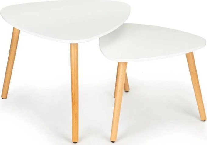 Elegantní a moderní konferenční stolky ve skandinávském stylu s minimalistickým designem a bílým provedením doplněným o dřevěné prvky