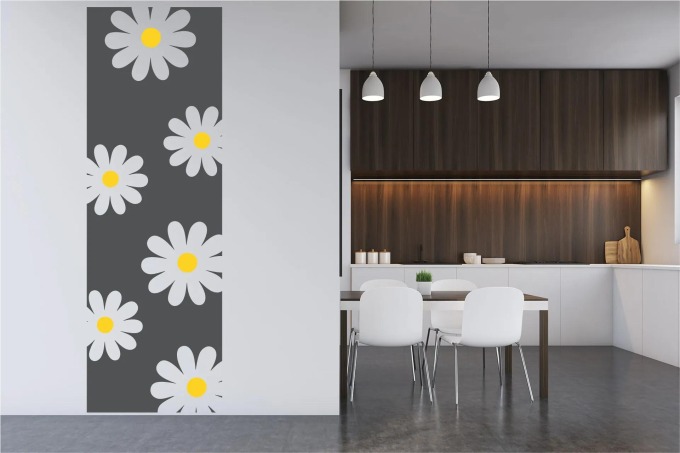 Lepy.cz Samolepka na zeď Pruh Kopretiny Velikost (šířka x výška): 33x100cm, Barevná varianta: Světle žlutá