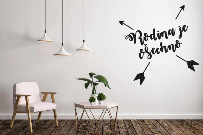 Lepy.cz Samolepka na zeď Rodina je všechno Velikost (šířka x výška): 85x85cm, Barevná varianta: Světle oranžová