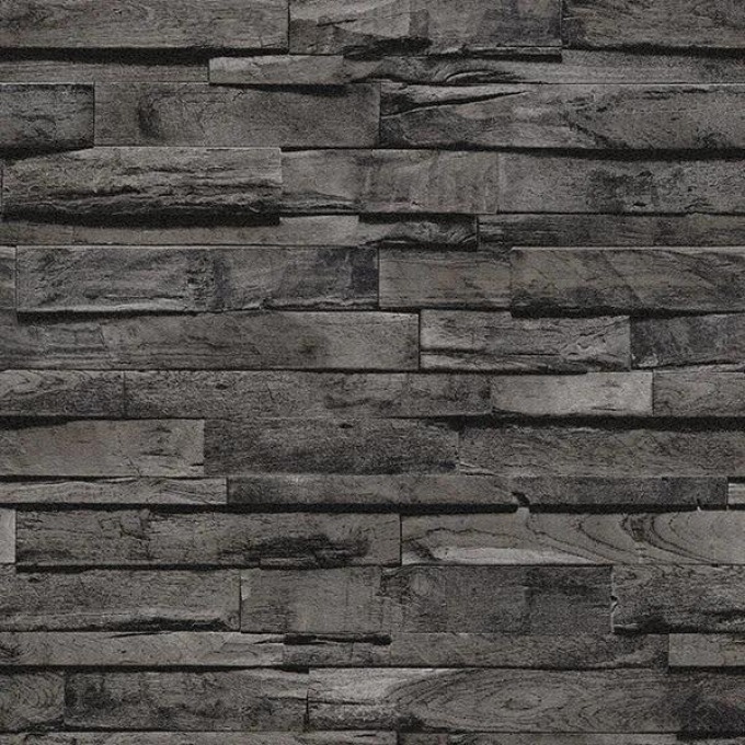 Vliesová tapeta na zeď s 3D dřevem černohnědé barvy, rozměr 10,05 m x 0,53 m, od Erismann