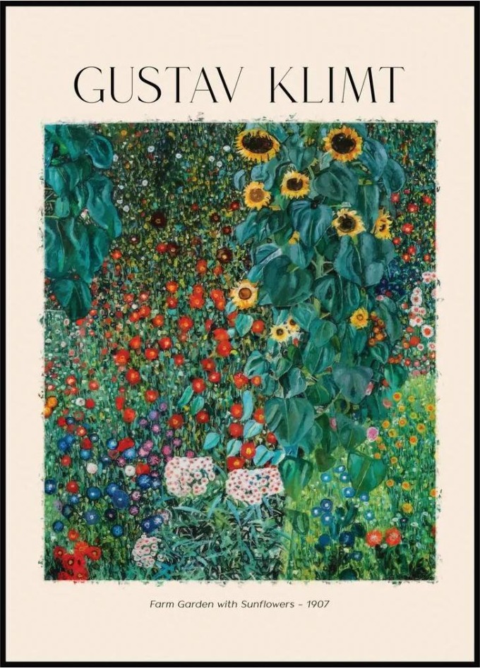 Gustav Klimt - Zahrada se slunečnicemi A4 (21 x 29,7 cm)