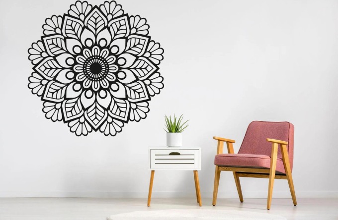 Lepy.cz Samolepka na zeď Mandala - symbol Velikost (šířka x výška): 60x60cm, Barevná varianta: Nugátová hnědá