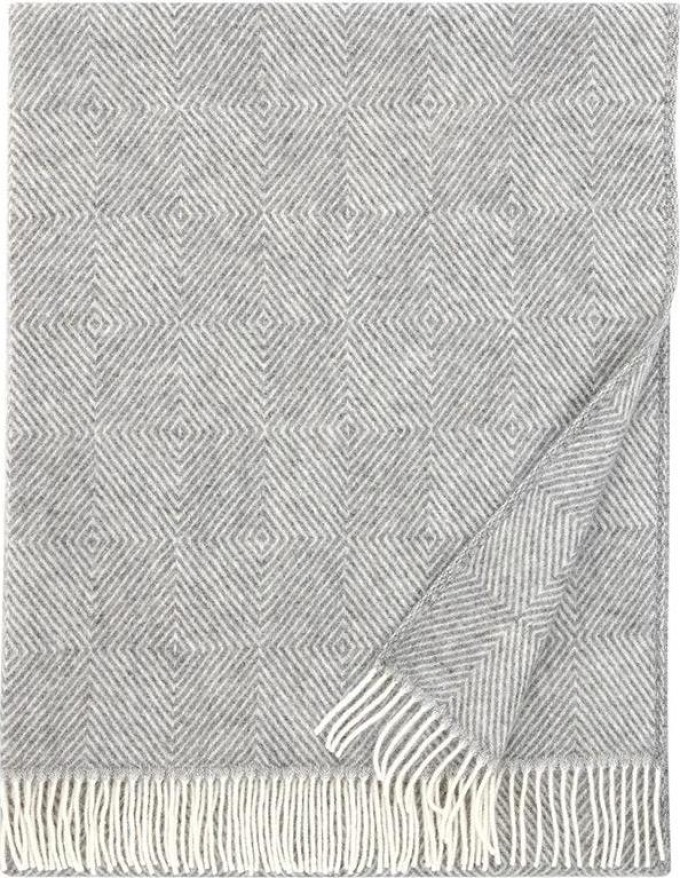 Vlněná deka Maria 130x180, šedo-bílá