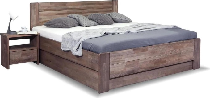 Dřevěná postel dvoulůžko s úložným prostorem ARION 2, masiv buk