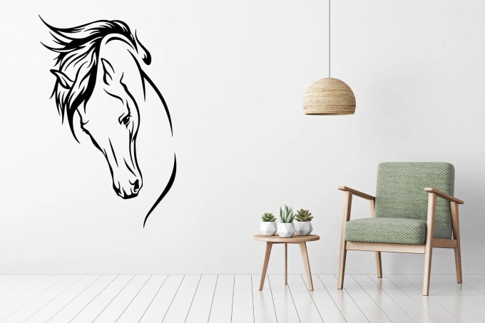 Lepy.cz Samolepka na zeď Kůň Velikost (šířka x výška): 80x124cm, Barevná varianta: Krémová