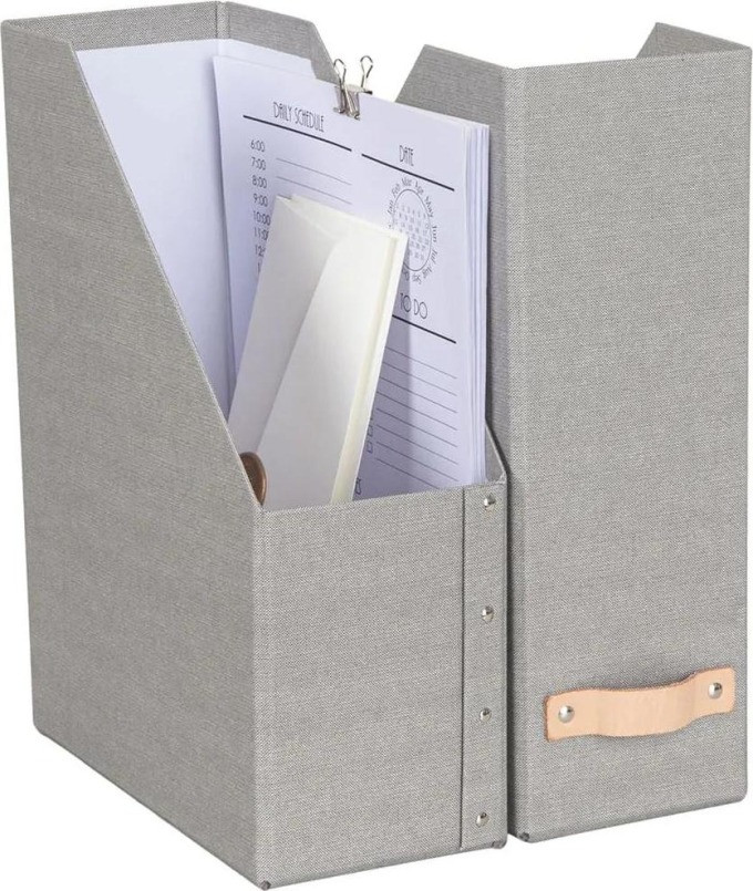 WILLIAM šedý pořadač na dokumenty ze 100% recyklovatelného papíru - 2 kusy