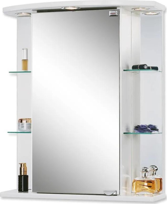 Zrcadlová skříňka s LED osvětlením, rozměry 55 cm x 66 cm x 23 cm, bílá barva