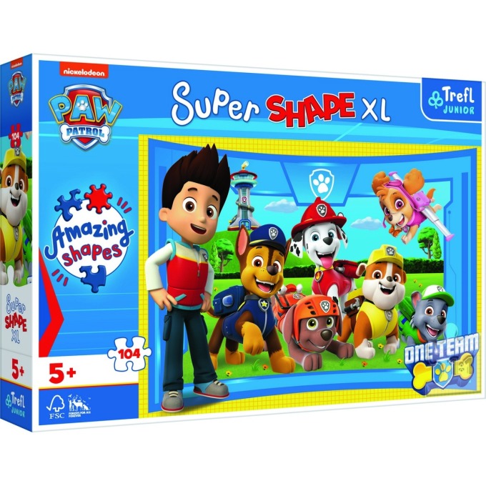 Trefl Puzzle Super Shape Přátelé štěňat Tlapková  patrola/Paw patrol, 104 XL dílků