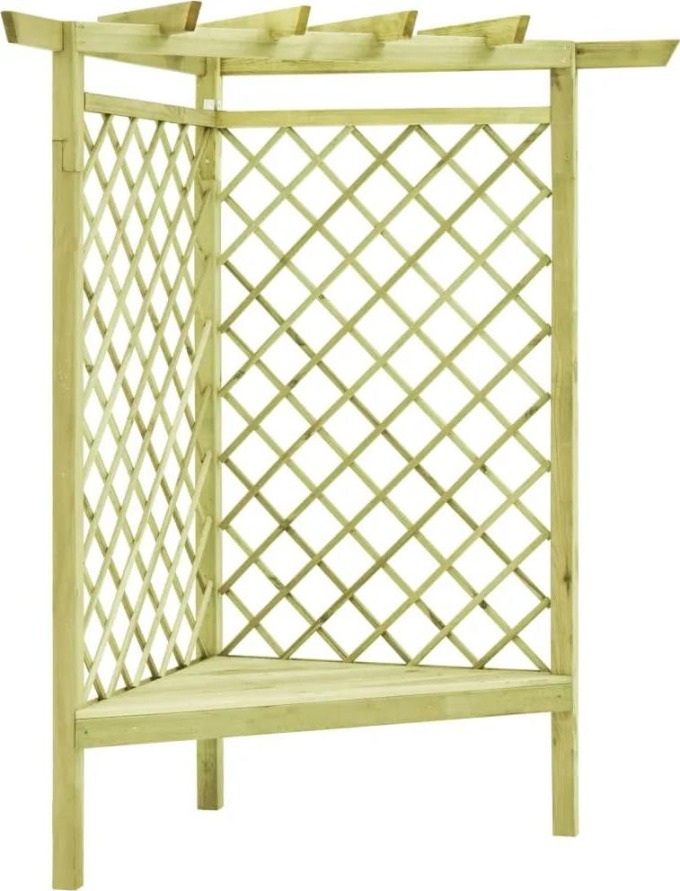 vidaXL Rohová pergola s lavicí 130x130x197 cm impregnovaná borovice