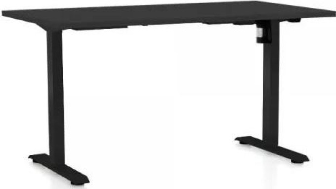 Výškově nastavitelný stůl OfficeTech A, 140 x 80 cm, černá podnož