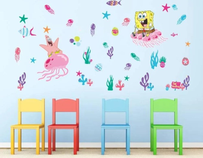 Živá Zeď Samolepka na zeď SpongeBob a hvězdice Patrick