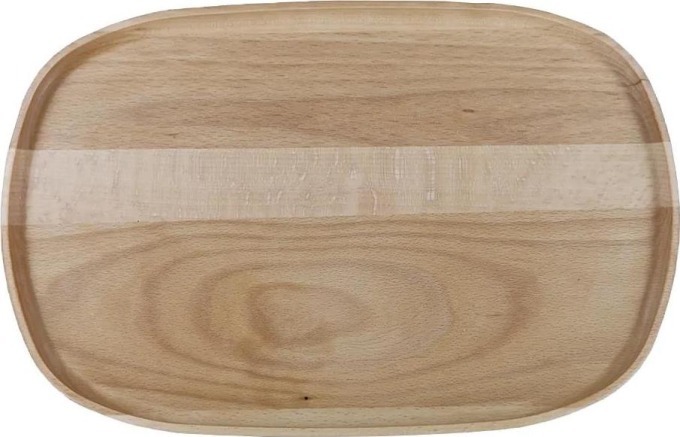 Dřevěný podnos vyrobený z masivního bukového dřeva s povrchem ošetřeným přírodním olejem, ideální na servírování ovoce, sladkostí, hlavního chodu a nápojů, délka 31 cm, šířka 20 cm