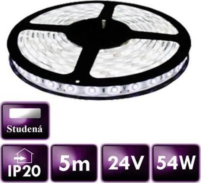 ECOLIGHT LED pásek - SMD 2835 - 5 m - 60 LED/m - 10,8 W/m - 24V - IP20 - studená bílá