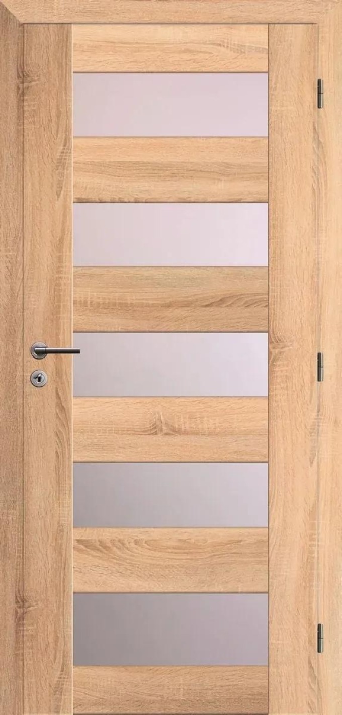 Solodoor Interiérové dveře rámové, 60 P, 650 × 1985 mm, fólie, pravé, dub Mystic, prosklené