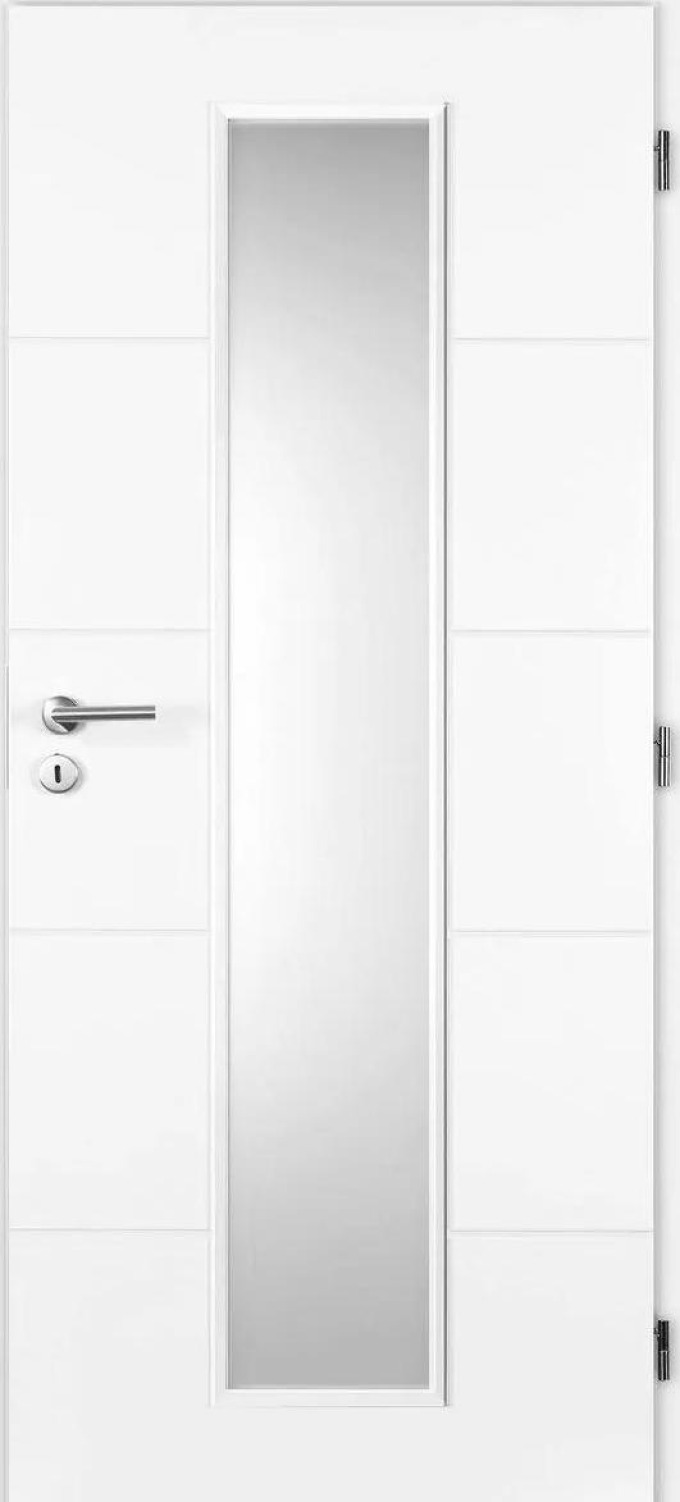 Doornite Quatro Interiérové dveře Linea, 80 P, 846 × 1983 mm, lakované, pravé, bílé, prosklené