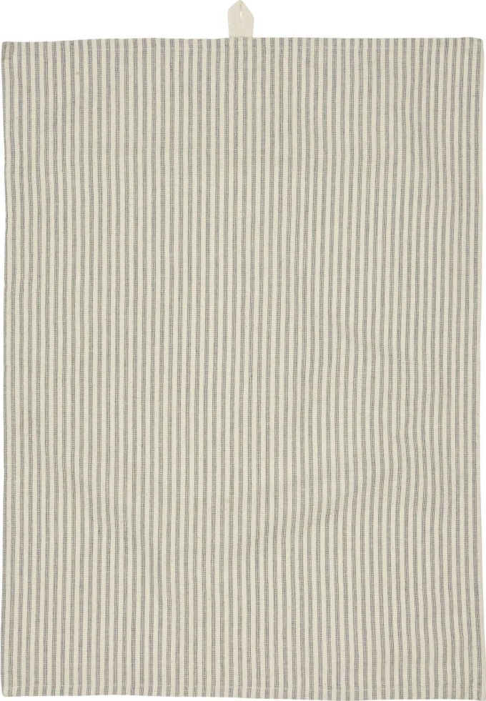 IB LAURSEN Bavlněná utěrka Asger Natural/Dusty Blue Stripes 50 x 70 cm, béžová barva, textil