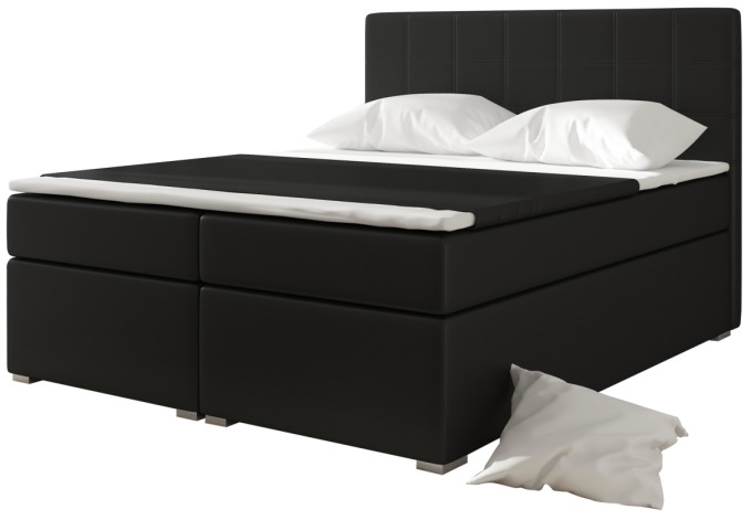 Boxspring HIRSUTA 05 180x200,  černá ekokůže