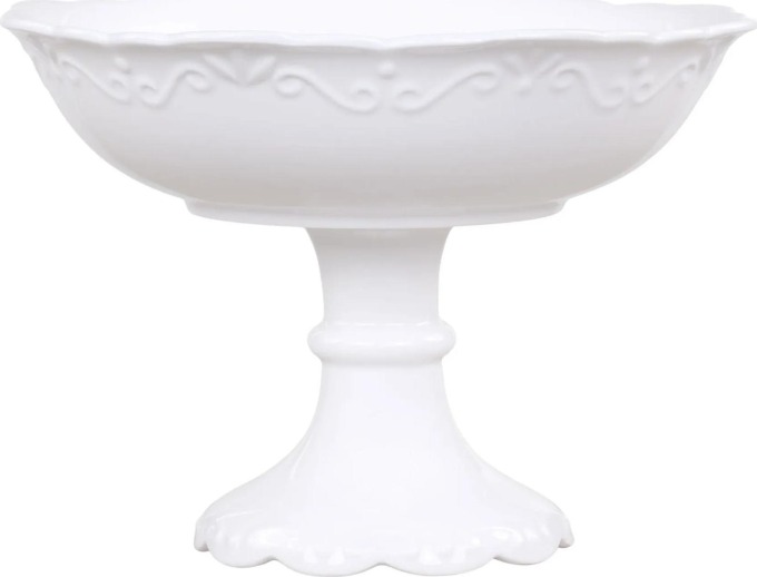 Chic Antique Porcelánová mísa na nožce Provence, bílá barva, porcelán