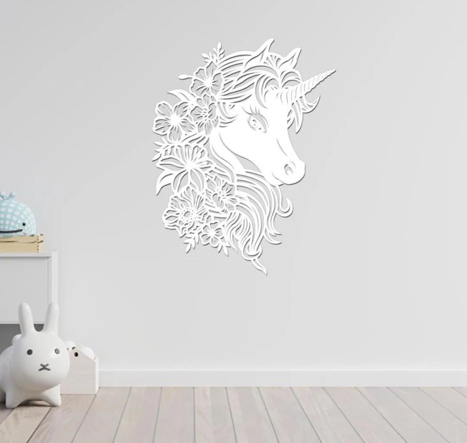 dřevo života Dřevěná dekorace UNICORN Barevný vzor: Bílá, Rozměry (cm): 40x52