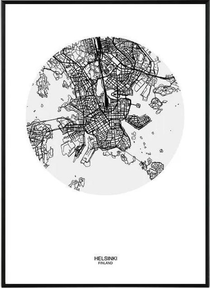 Helsinki map - 50x70 cm Obraz
