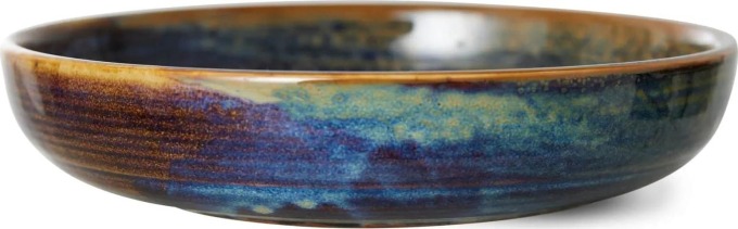 HK living Hluboký keramický talíř Rustic Blue 19 cm, modrá barva, keramika