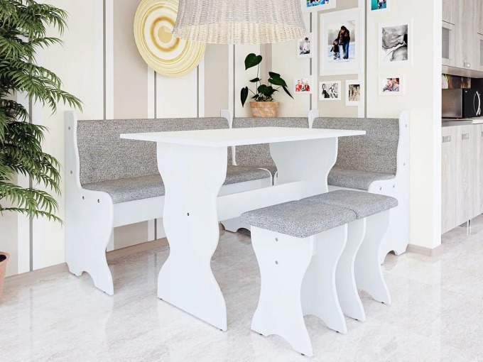Kuchyňský sedací kout + stůl se stoličkami Samot, Barva: bílý + alfa 13