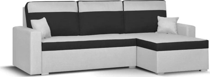 Rozkládací rohová sedací souprava ASTRA3 Šedá/Černá - Pohodlná a multifunkční sedačka s úložným prostorem a funkcí spaní