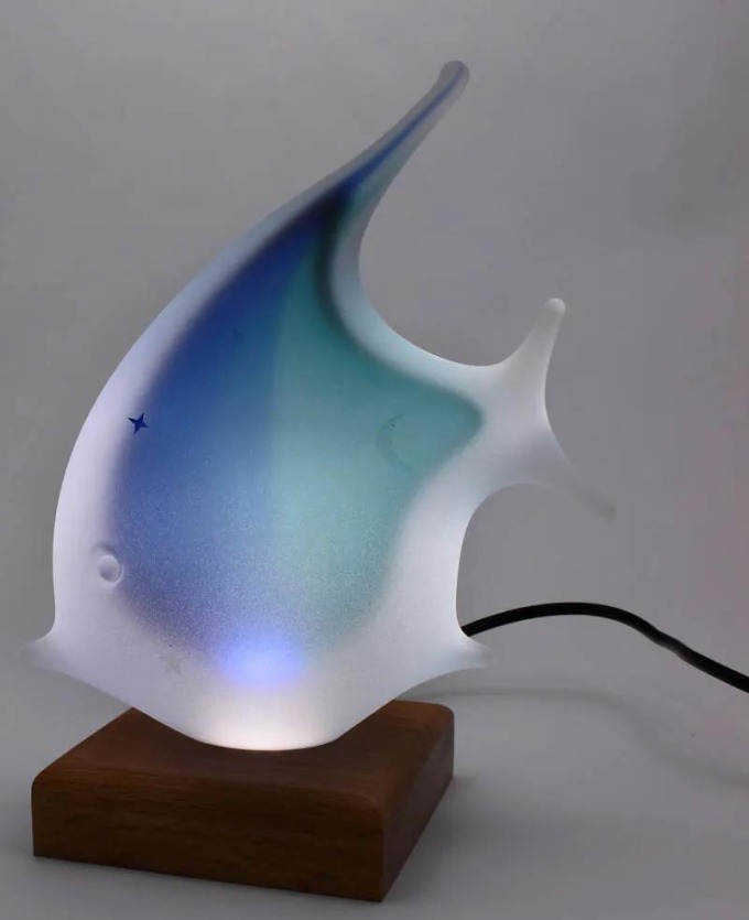 Skleněná lampa - ryba LF, AQUA - modrá a tyrkysová, 17 cm | České sklo od Artcristal Bohemia