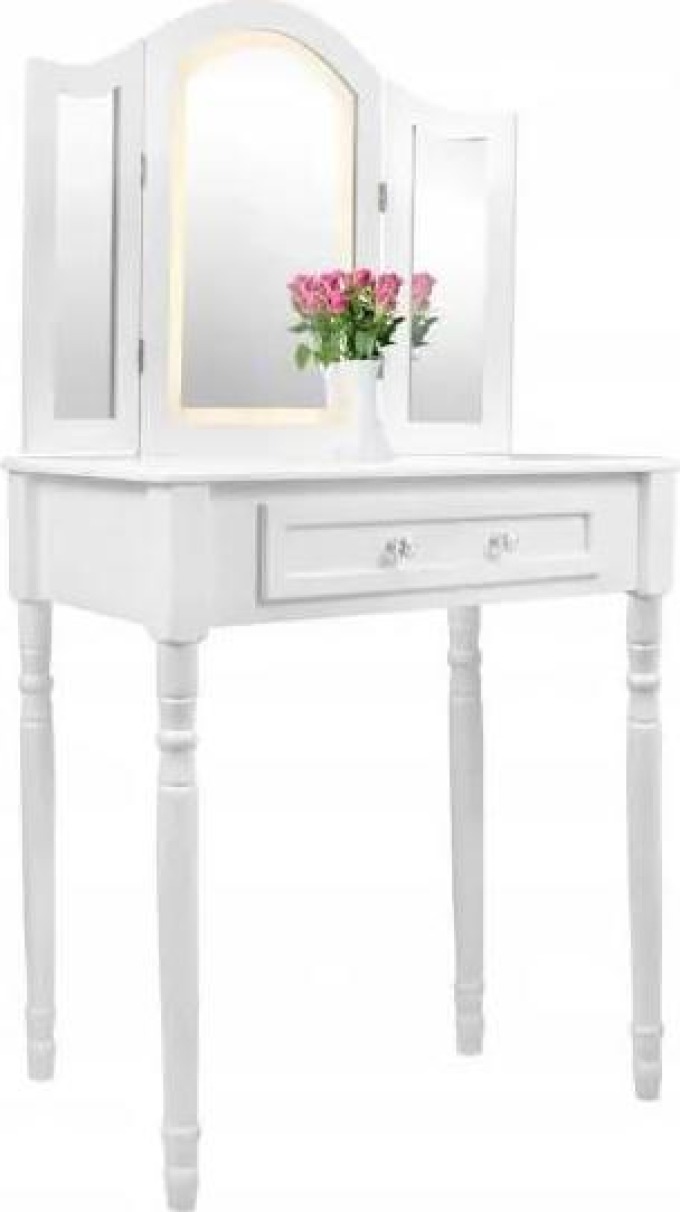 Toaletní stolek s LED zrcadlem v bílé barvě, dokonalý doplněk pro vaši ložnici